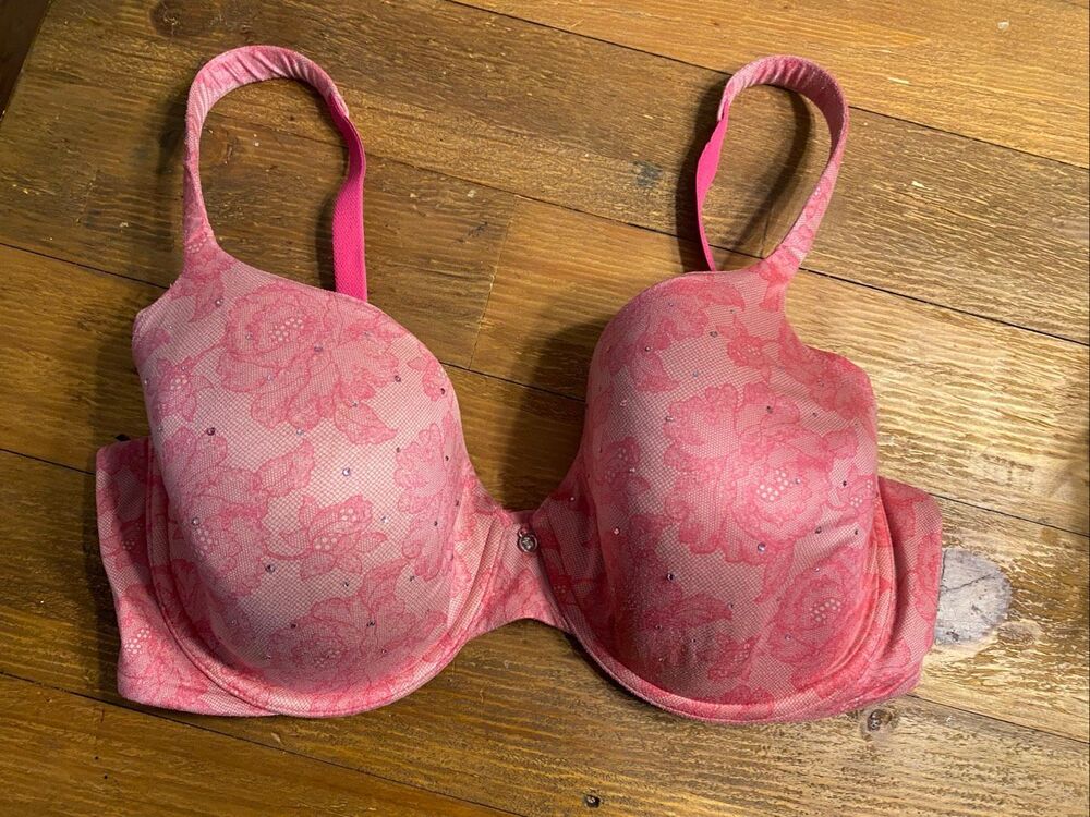 Victoria’s Secret 36DD lined perfect coverage floral lace Pink bra